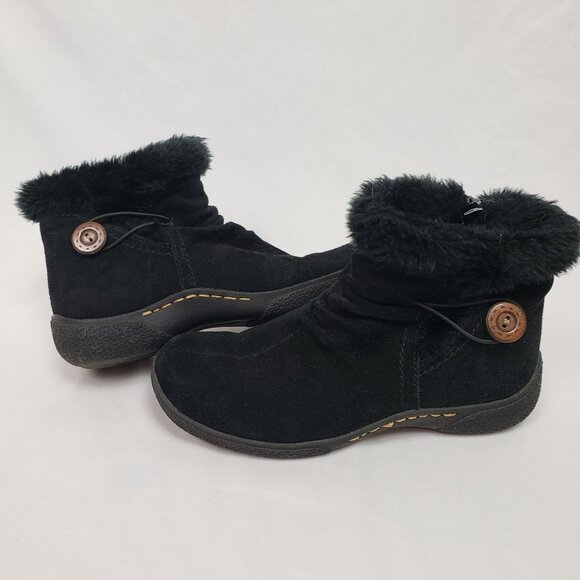 St John's Bay Women's Black Ankle Snow Boots Faux Fur Sz 6M EXCELLENT CONDITION! - Picture 1 of 8